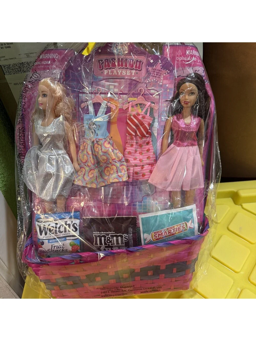 Toy Girl Dolls  Gift Basket Filled With Goodies And Dresses. New